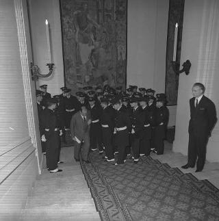 Visita al Palazzo del Quirinale degli allievi dell'Accademia navale di Livorno e udienza con il Presidente della Repubblica Giuseppe Saragat
