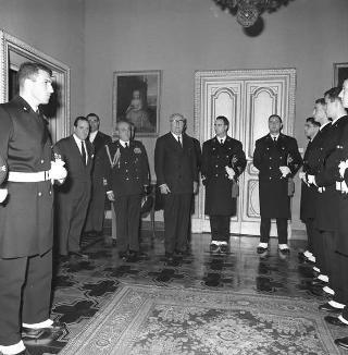 Visita al Palazzo del Quirinale degli allievi dell'Accademia navale di Livorno e udienza con il Presidente della Repubblica Giuseppe Saragat
