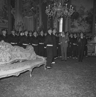 Visita al Palazzo del Quirinale degli allievi dell'Accademia navale di Livorno e udienza con il Presidente della Repubblica Giuseppe Saragat