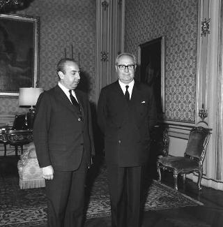 Il Presidente della Repubblica Giuseppe Saragat con Ismaele Bruno Quijano, ex Ministro dell'Argentina nei Governi Frondizi.