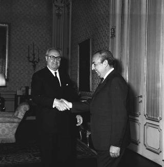 Il Presidente della Repubblica Giuseppe Saragat con Ismaele Bruno Quijano, ex Ministro dell'Argentina nei Governi Frondizi.