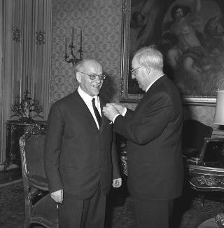 Beniamino Segré Presidente dell'Accademia nazionale dei Lincei in visita di omaggio al Presidente della Repubblica Giuseppe Saragat