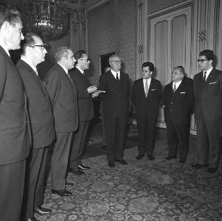 Beniamino Segré Presidente dell'Accademia nazionale dei Lincei in visita di omaggio al Presidente della Repubblica Giuseppe Saragat