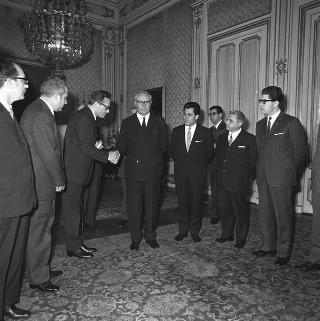 Beniamino Segré Presidente dell'Accademia nazionale dei Lincei in visita di omaggio al Presidente della Repubblica Giuseppe Saragat
