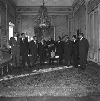 Visita di omaggio al Presidente della Repubblica Giuseppe Saragat di  Ardito Desio, direttore dell'Istituto di geologia dell'Università di Milano, con il Consiglio direttivo dell'Ordine dei geologi, per donare due volumi sui ghiacciai del gruppo Ortes-Cevedale
