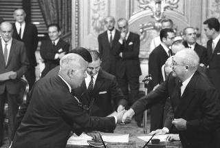 Il Presidente della Repubblica Giuseppe Saragat  durante la cerimonia di Giuramento dei ministri del II Governo Rumor
