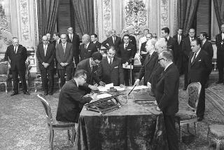 Il Presidente della Repubblica Giuseppe Saragat  durante la cerimonia di Giuramento dei ministri del II Governo Rumor