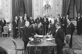 Il Presidente della Repubblica Giuseppe Saragat  durante la cerimonia di Giuramento dei ministri del II Governo Rumor