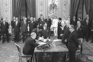 Il Presidente della Repubblica Giuseppe Saragat  durante la cerimonia di Giuramento dei ministri del II Governo Rumor