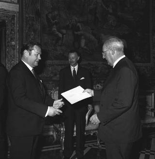 Vladimir Berger, nuovo ambasciatore della Repubblica Socialista Cecoslovacca: presentazione lettere credenziali