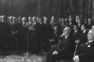Il Presidente della Repubblica Giuseppe Saragat durante la Celebrazione del XXV anniversario della Liberazione
