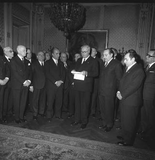 I Governatori del Distretto 108/ITALY dei Lions International, con una rappresentanza del sodalizio, in occasione del 20° anniversario della fondazione del primo Club in Italia in visita di omaggio al Presidente della Repubblica Giuseppe Saragat