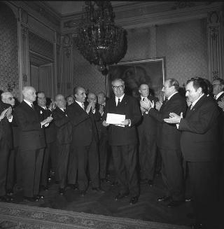I Governatori del Distretto 108/ITALY dei Lions International, con una rappresentanza del sodalizio, in occasione del 20° anniversario della fondazione del primo Club in Italia in visita di omaggio al Presidente della Repubblica Giuseppe Saragat