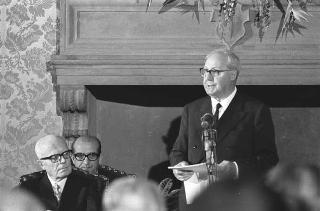 Intervento del Presidente della Repubblica Giuseppe Saragat a Montecitorio per la cerimonia commemorativa del XXV anniversario dell'Assemblea Costituente
