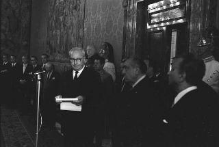 Incontro del Presidente Saragat con Umberto Ortolani, Presidente del Comitato promotore del Congresso mondiale della stampa italiana all'estero