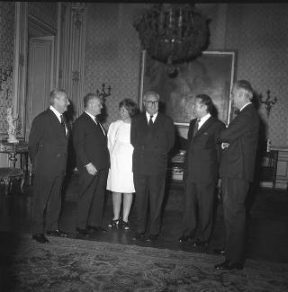 TIl Presidente della Repubblica Giuseppe Saragat riceve in udienza Toma Granfil, membro del Consiglio Esecutivo Federale della Repubblica Socialista Federativa di Jugoslavia, accompagnato da Mario Zagari, Ministro del commercio con l'estero
