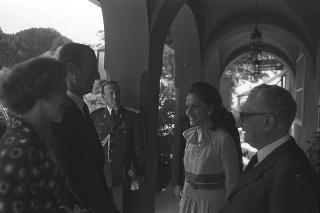 Il Presidente della Repubblica Giovanni Leone e la signora Vittoria Leone ricevono in visita privata a Castelporziano LL. MM. il Re del Belgio Baldovino e la Regina Fabiola