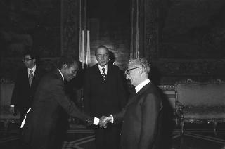Abdullah Egal Nur, nuovo ambasciatore della Repubblica Democratica Somala e Borisav Jovic, nuovo ambasciatore della Repubblica Socialista Federativa di Jugoslavia per la presentazione delle lettere credenziali