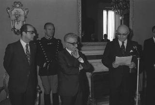 Il Presidente della Repubblica Giovanni Leone incontra Giovanni Bersani, presidente del Movimento Cristiano Lavoratori, con il Comitato esecutivo nazionale e i dirigenti del sodalizio