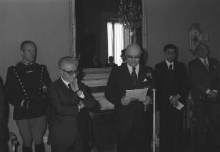 Il Presidente della Repubblica Giovanni Leone incontra Giovanni Bersani, presidente del Movimento Cristiano Lavoratori, con il Comitato esecutivo nazionale e i dirigenti del sodalizio