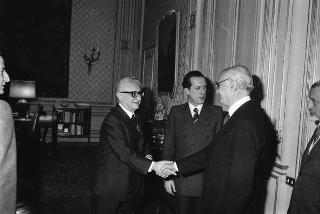 Giuseppe Cuomo, rettore dell'Università di Napoli, con il Senato Accademico in udienza con il Presidente della Repubblica Giovanni Leone