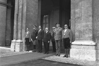 Il Presidente della Repubblica Giovanni Leone salute il Presidente della Repubblica del Venezuela Carlos Andrés Pérez in visita di Stato in Italia