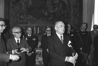 Intervento del Presidente della Repubblica Giovanni Leone alla cerimonia di congedo del Vice Segretario Generale Enrico D'Arienzo