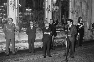 Il Presidente della Repubblica Giovanni Leone incontra Massimo Campilli, presidente della Associazione Imprenditori Dirigenti Europei, con una rappresentanza del sodalizio, nel XV° anniversario di fondazione