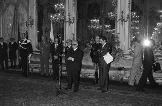 Il Presidente della Repubblica Giovanni Leone incontra Massimo Campilli, presidente della Associazione Imprenditori Dirigenti Europei, con una rappresentanza del sodalizio, nel XV° anniversario di fondazione