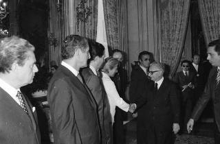 Il Presidente della Repubblica Giovanni Leone incontra Massimo Campilli, presidente della Associazione Imprenditori Dirigenti Europei, con una rappresentanza del sodalizio, nel XV° anniversario di fondazione