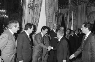 Il Presidente della Repubblica Giovanni Leone incontra Massimo Campilli, presidente della Associazione Imprenditori Dirigenti Europei, con una rappresentanza del sodalizio, nel XV° anniversario di fondazione