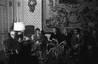 Giulio Andreotti, presidente del Gruppo italiano dell'Unione interparlamentare, con una delegazione parlamentare del Congresso degli Stati Uniti d'America