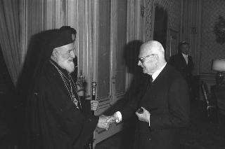 Il Presidente della Repubblica Sandro Pertini riceve in visita Sua Beatitudine Maximos V, Patriarca di Antiochia e di tutto l'Oriente, di Alessandria e di Gerusalemme