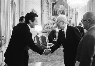 Il Presidente della Repubblica Francesco Cossiga incontra Giovanni Giovannini, presidente della FIEG