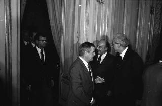 Il Presidente della Repubblica Francesco Cossiga riceve la visita di Primo Nebiolo, presidente dell'Associazione delle Federazioni internazionali olimpiche estive, con una delegazione di partecipanti all'Assemblea generale dell'Associazione