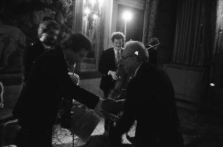 Il Presidente della Repubblica Francesco Cossiga interviene al concerto de "Il nuovo quartetto italiano"