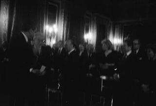 Il Presidente della Repubblica Francesco Cossiga interviene al concerto de "Il nuovo quartetto italiano"