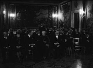 Il Presidente della Repubblica Francesco Cossiga interviene al concerto de "Il nuovo quartetto italiano"