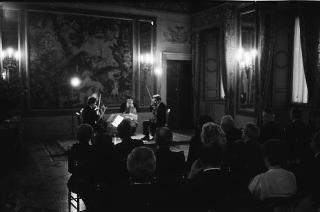 Il Presidente della Repubblica Francesco Cossiga interviene al concerto de "Il nuovo quartetto italiano"