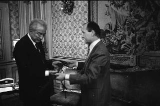 Il Presidente della Repubblica Francesco Cossiga riceve in udienza Jacek Palkiewicz.