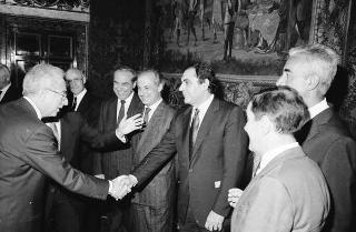 Incontro del Presidente della Repubblica Francesco Cossiga con una delegazione rappresentanza del Business Italy Group