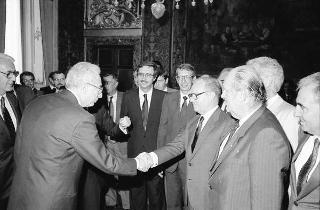 Incontro del Presidente della Repubblica Francesco Cossiga con una delegazione rappresentanza del Business Italy Group