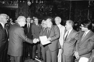Incontro del Presidente della Repubblica Francesco Cossiga con una delegazione rappresentanza del Business Italy Group