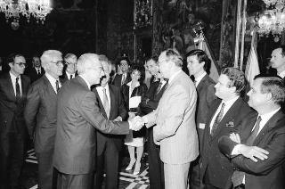 Incontro del Presidente della Repubblica Francesco Cossiga con una delegazione rappresentanza del Business Italy Group