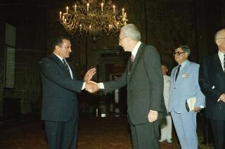 Incontro del Presidente della Repubblica Francesco Cossiga e successiva colazione con il Presidente della Repubblica Araba d'Egitto Hosny Mubarak