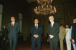 Incontro del Presidente della Repubblica Francesco Cossiga e successiva colazione con il Presidente della Repubblica Araba d'Egitto Hosny Mubarak