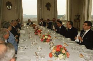 Incontro del Presidente della Repubblica Francesco Cossiga e successiva colazione con il Presidente della Repubblica Araba d'Egitto Hosny Mubarak