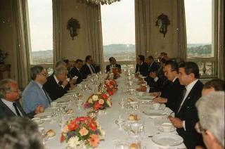 Incontro del Presidente della Repubblica Francesco Cossiga e successiva colazione con il Presidente della Repubblica Araba d'Egitto Hosny Mubarak