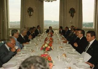 Incontro del Presidente della Repubblica Francesco Cossiga e successiva colazione con il Presidente della Repubblica Araba d'Egitto Hosny Mubarak