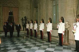 Incontro del Presidente della Repubblica Francesco Cossiga e successiva colazione con il Presidente della Repubblica Araba d'Egitto Hosny Mubarak